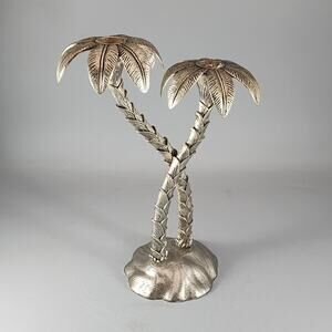 Godinger Palm Tree Candle Stick 10" Silver Plated - 2 Light - Used